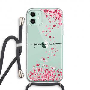 CaseCompany Hartjes en kusjes: iPhone 11 Transparant Hoesje met koord