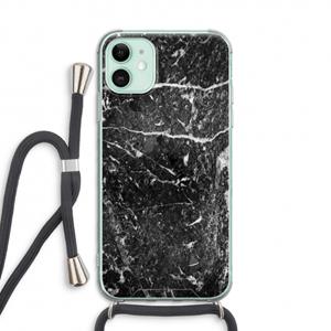 CaseCompany Zwart marmer: iPhone 11 Transparant Hoesje met koord