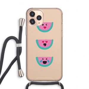 CaseCompany Smiley watermeloen: iPhone 11 Pro Transparant Hoesje met koord