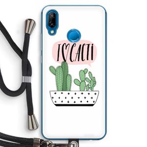 CaseCompany I love cacti: Huawei P20 Lite Transparant Hoesje met koord