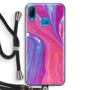 CaseCompany Paarse stroom: Huawei P20 Lite Transparant Hoesje met koord