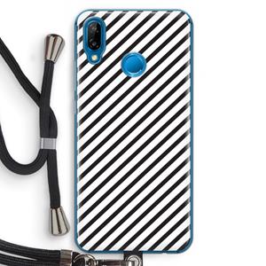 CaseCompany Strepen zwart-wit: Huawei P20 Lite Transparant Hoesje met koord