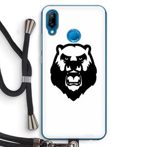 CaseCompany Angry Bear (white): Huawei P20 Lite Transparant Hoesje met koord