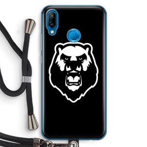 CaseCompany Angry Bear (black): Huawei P20 Lite Transparant Hoesje met koord