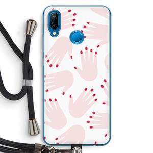 CaseCompany Hands pink: Huawei P20 Lite Transparant Hoesje met koord