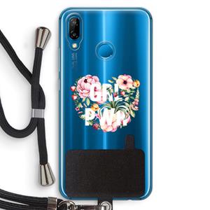 CaseCompany GRL PWR Flower: Huawei P20 Lite Transparant Hoesje met koord