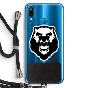 CaseCompany Angry Bear (white): Huawei P20 Lite Transparant Hoesje met koord