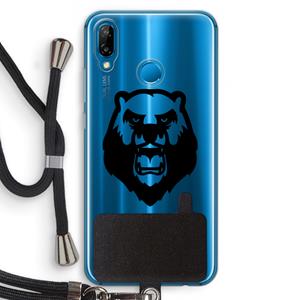 CaseCompany Angry Bear (black): Huawei P20 Lite Transparant Hoesje met koord