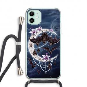 CaseCompany Vleermuizen Maan: iPhone 11 Transparant Hoesje met koord