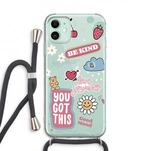 CaseCompany Positivity: iPhone 11 Transparant Hoesje met koord