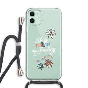 CaseCompany Tough Life: iPhone 11 Transparant Hoesje met koord
