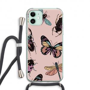 CaseCompany Tiny Bugs: iPhone 11 Transparant Hoesje met koord