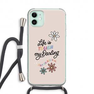CaseCompany Tough Life: iPhone 11 Transparant Hoesje met koord