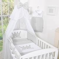 My Sweet Baby Bedset 3-Delig Little Prince/Princess Voile Grijs-Borduursel - Prince