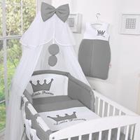 My Sweet Baby Bedset 3-Delig Little Prince/Princess Voile Antraciet-Borduursel - Prince
