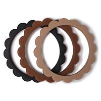 Mushie Bijtring Armbanden 3 Stuks Black/Natural/Caramel