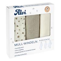 Alvi Â Gaasluiers 3-pack Aqua Dot 80 x 80 cm