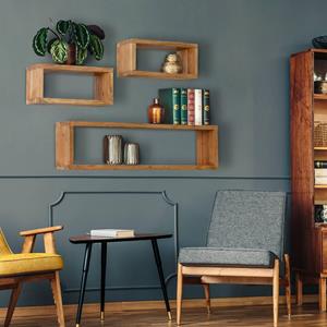 | Set van 3 wandplanken Kubus acaciahout