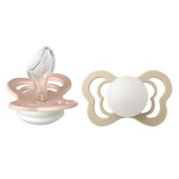 BIBSÂ BIBS dummies Couture Blush en Vanilla Glow silicone 6-36 maanden, 2 stuks.