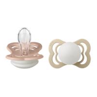 BIBSÂ BIBS dummies Supreme Blush en Vanilla Glow silicone 0-6 maanden, 2 stuks.