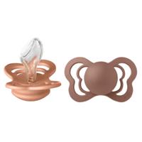 BIBSÂ BIBS Soother Couture Peach & Woodchuck Silicone 6-36 maanden, 2 stuks.