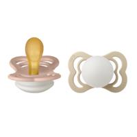 BIBSÂ BIBS fopspeen Supreme Blush en Vanilla Glow Latex 0-6 maanden, 2 stuks.