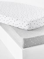 VERTBAUDET Set van 2 baby hoeslakens van rekbaar jersey met sterrenprint lichtgrijs met print