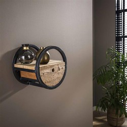 Hoyz Collection Hoyz - Wandschap Circular - Ø30 - Met Lade - Hout - Bruin