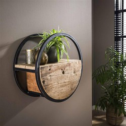 Hoyz Collection Hoyz - Wandschap Circular - Ø50 - Met lade - Hout - Bruin