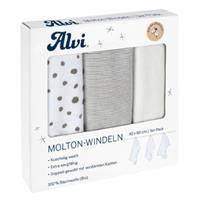 Alvi Molton luiers 3-pack Aqua Dot 80 x 80 cm