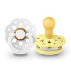 BiBs Boheme Fopspeen White / Sunshine 0-6 Mnd 2 Stuks