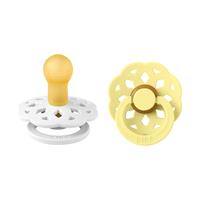 BiBs Boheme Fopspeen White / Sunshine 6-18 Mnd 2 Stuks