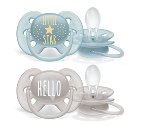 Philips Avent Ultra Soft Fopspeen - 6/18 maanden - 2 stuks - Blauw/Grijs - SCF228/01