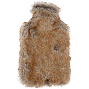 Warmte kruik met dierenprint vacht hoes beige bruin 2 liter -