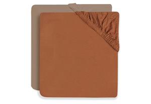 Jollein katoenen jersey ledikant hoeslaken 60x120 cm Caramel/Biscuit - set van 2 Bruin