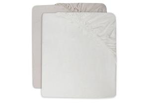 Jollein Hoeslaken Ledikant  60x120 Jersey Ivory/Nougat 2-pack