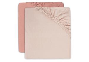 Jollein katoenen jersey ledikant hoeslaken 60x120 cm Pale Pink/Rosewood - set van 2 Roze