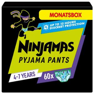 NINJAMAS Pyjama Pants Maandbox voor jongens, 4-7 jaar, 60 stuks