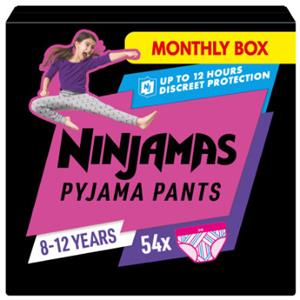 NINJAMAS Pyjama Pants Maandbox voor meisjes, 8-12 jaar, 54 stuks