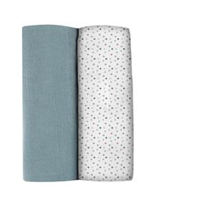 BEABA 2-er Set Spucktücher Baltisch blau/Dots 120 x 120 cm