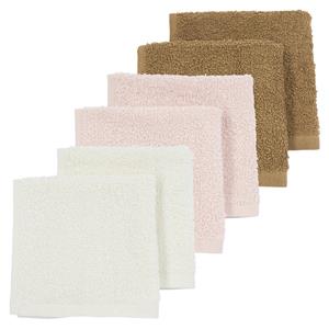 Meyco Spuugdoek 6-Pack Basic Badstof - 30x30 cm. - Offwhite/Soft Pink/Toffee