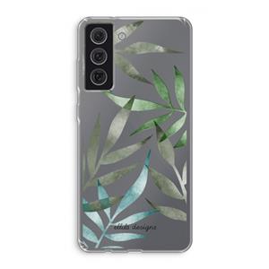 CaseCompany Tropical watercolor leaves: Samsung Galaxy S21 FE Transparant Hoesje