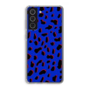 CaseCompany Blue Leopard: Samsung Galaxy S21 FE Transparant Hoesje