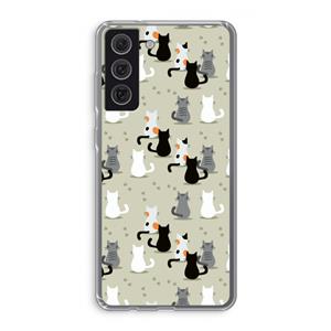 CaseCompany Katten: Samsung Galaxy S21 FE Transparant Hoesje