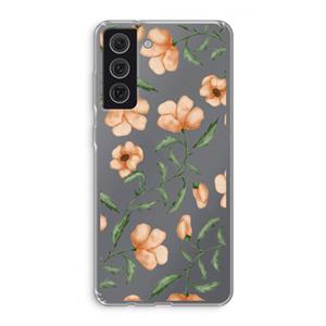 CaseCompany Peachy flowers: Samsung Galaxy S21 FE Transparant Hoesje