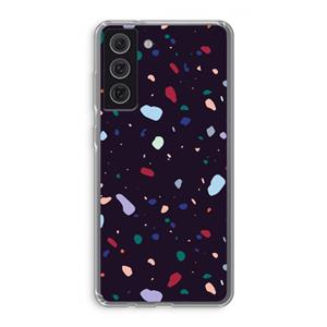 CaseCompany Dark Rounded Terrazzo: Samsung Galaxy S21 FE Transparant Hoesje