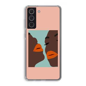 CaseCompany Orange lips: Samsung Galaxy S21 FE Transparant Hoesje