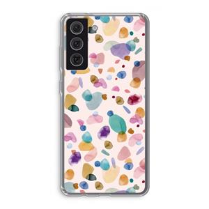 CaseCompany Terrazzo Memphis Pink: Samsung Galaxy S21 FE Transparant Hoesje