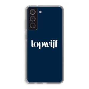 CaseCompany Topwijf Navy: Samsung Galaxy S21 FE Transparant Hoesje
