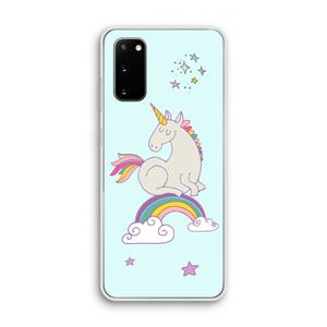 CaseCompany Regenboog eenhoorn: Samsung Galaxy S20 Transparant Hoesje